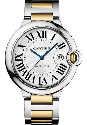 stylish watches for everyday wear   Cartier Ballon Bleu de Cartier Watch - 42 mm Steel and Yellow Gold Case - Silvered Dial - Interchangeable Two-Tone Bracelet - W2BB0031