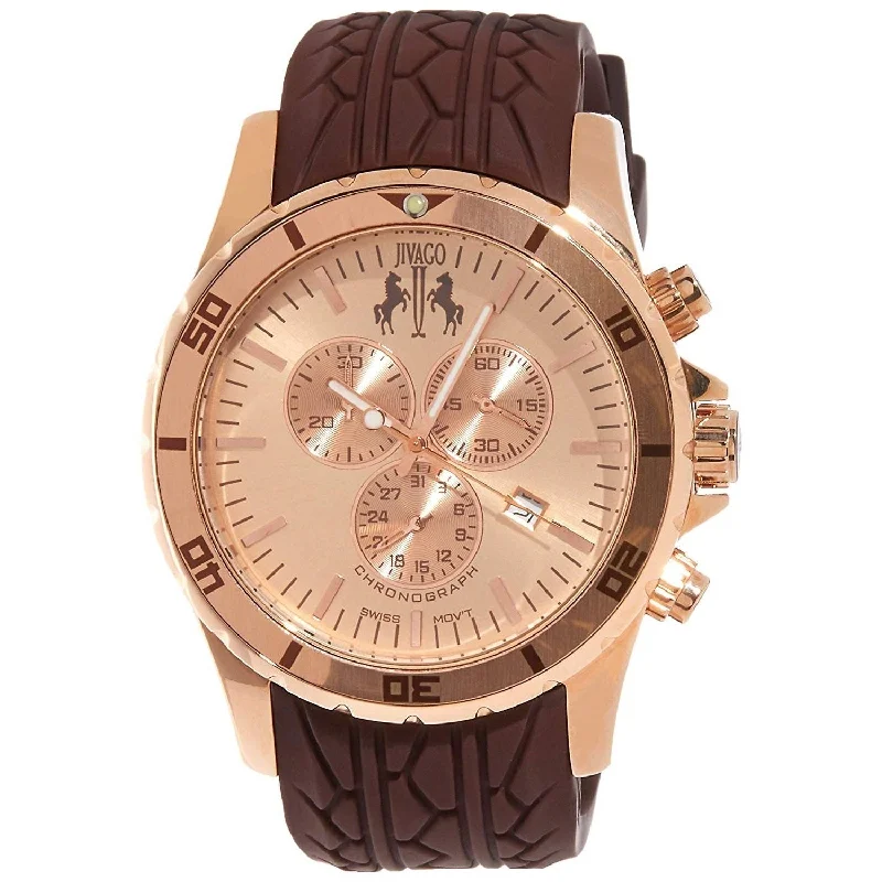Formal watches for business people   Jivago Men's JV0122 Ultimate Chronograph Brown Silicone Watch