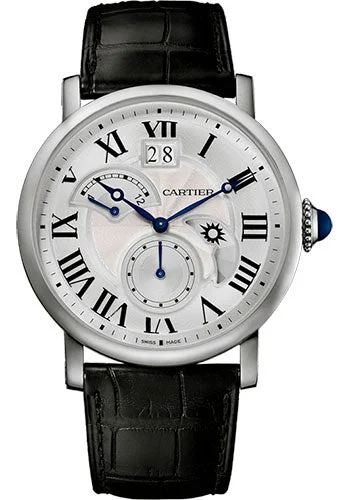 Luxury brand automatic watches for men   Cartier Rotonde De Cartier Large Date Second Time-Zone Watch - 42 mm Steel Case - W1556368