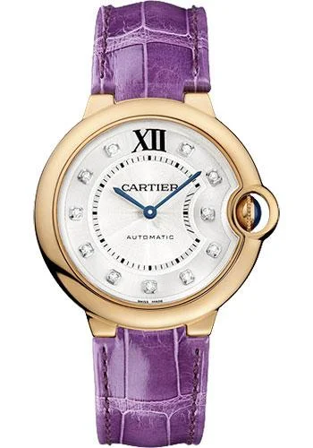 Modern design square dial watches Cartier Ballon Bleu de Cartier Watch - Medium Pink Gold Case - Diamond Dial - Alligator Strap - WE902028 Modern design square dial watches Cartier Ballon Bleu de Cartier Watch - Medium Pink Gold Case - Diamond Dial - Alligator Strap - WE902028