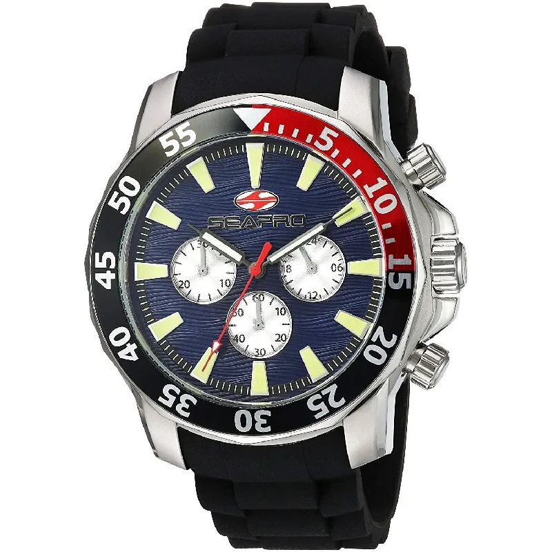 Luxury quartz watches with high-end movements   Seapro Men's SP8331 Scuba Explorer Chronograph Black Silicone Watch
