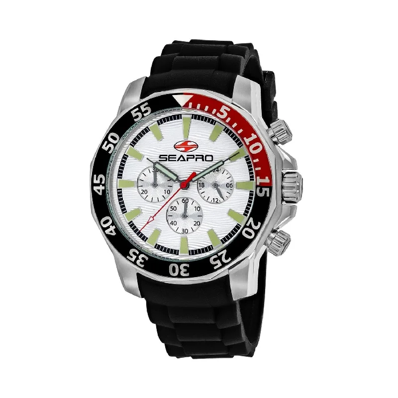 Casual watches for weekend outings   Seapro Men's SP8330 Scuba Explorer Chronograph Black Silicone Watch